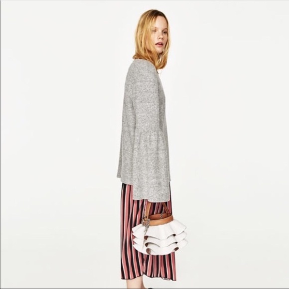 Zara Soft Touch Bell Sleeve Sweater Gray Size Small - Picture 6 of 8
